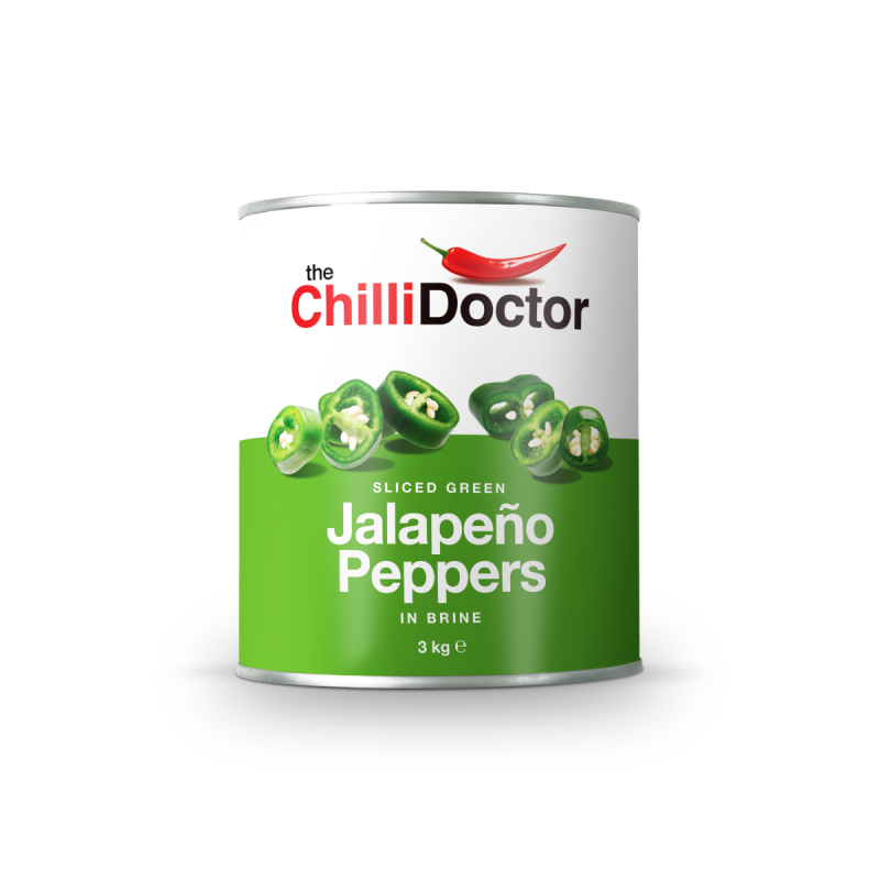 Levně The Chilli Doctor Krájené zelené Jalapeño papričky v nálevu 3 kg - Egypt