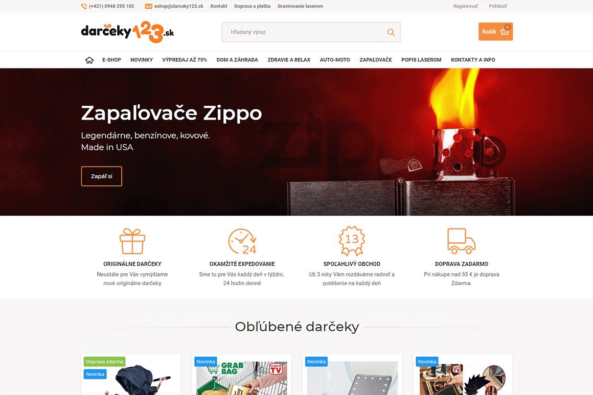 E-shop pro Slovensko - Darceky123.sk