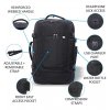 Aerolite BPMAX01 cestovní batoh 3v1 RFID USB YKK 55x35x20 cm 39 l černý