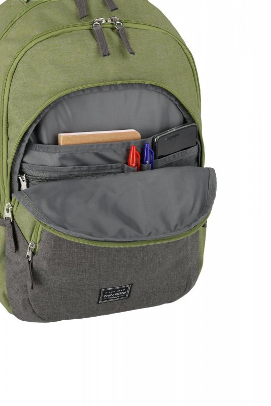 Travelite Basics Backpack Melange městský batoh NB 15,6‘‘ 22 l Green/Grey