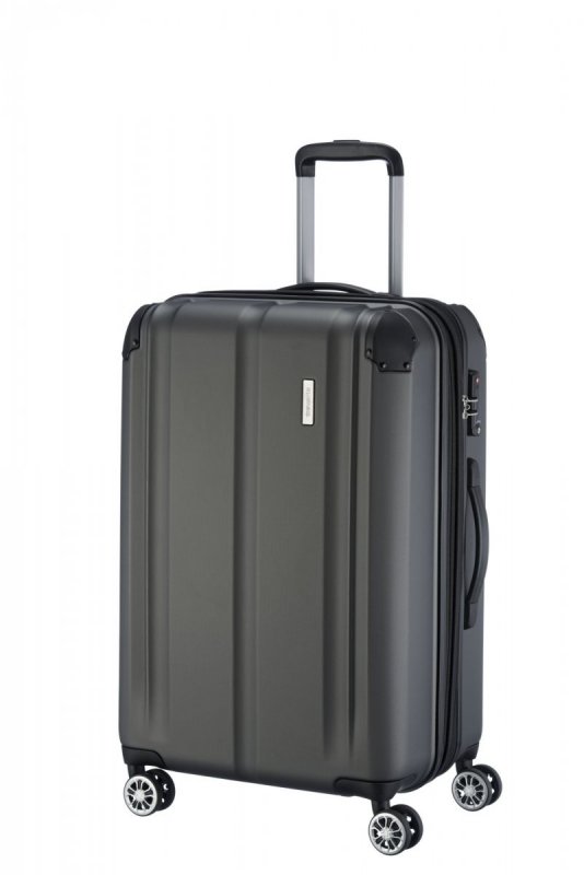 Travelite City 4w M cestovní kufr TSA 68 cm 78/86 l Anthracite