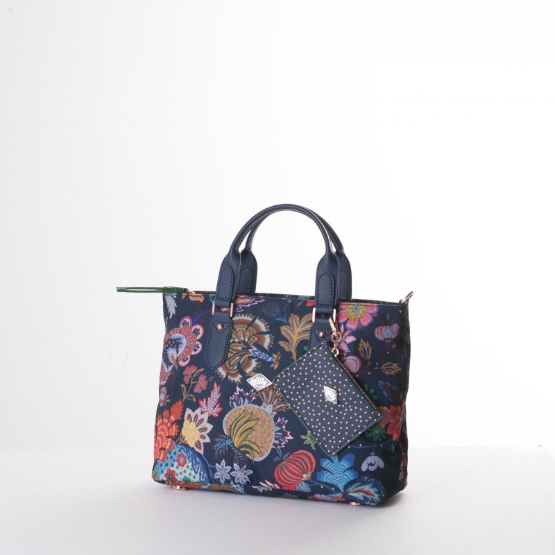 Oilily Amelie Sits Handbag květovaná kabelka 28 cm Black Iris