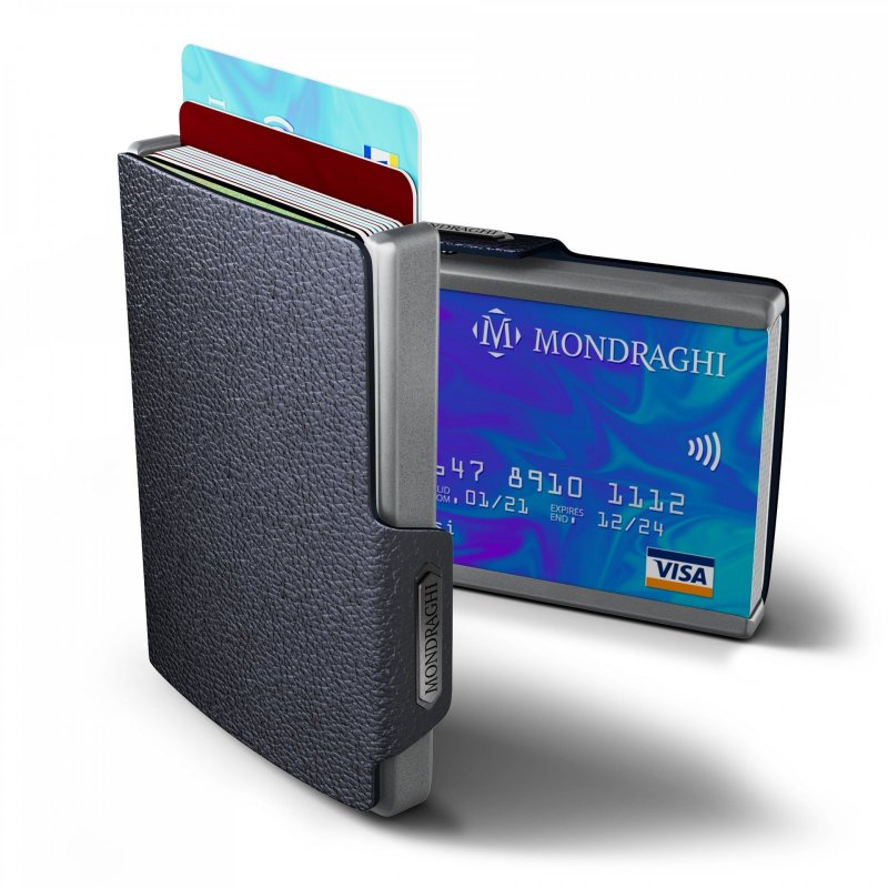Mondraghi One mini peněženka RFID kůže / hliník Blue