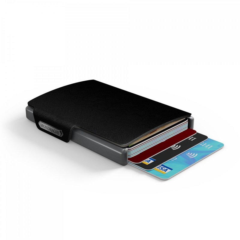 Mondraghi Saffiano mini peněženka RFID kůže / hliník Black