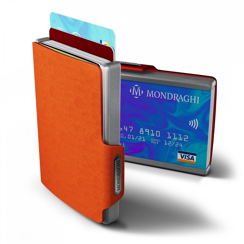 Mondraghi Saffiano mini peněženka RFID kůže / hliník Orange