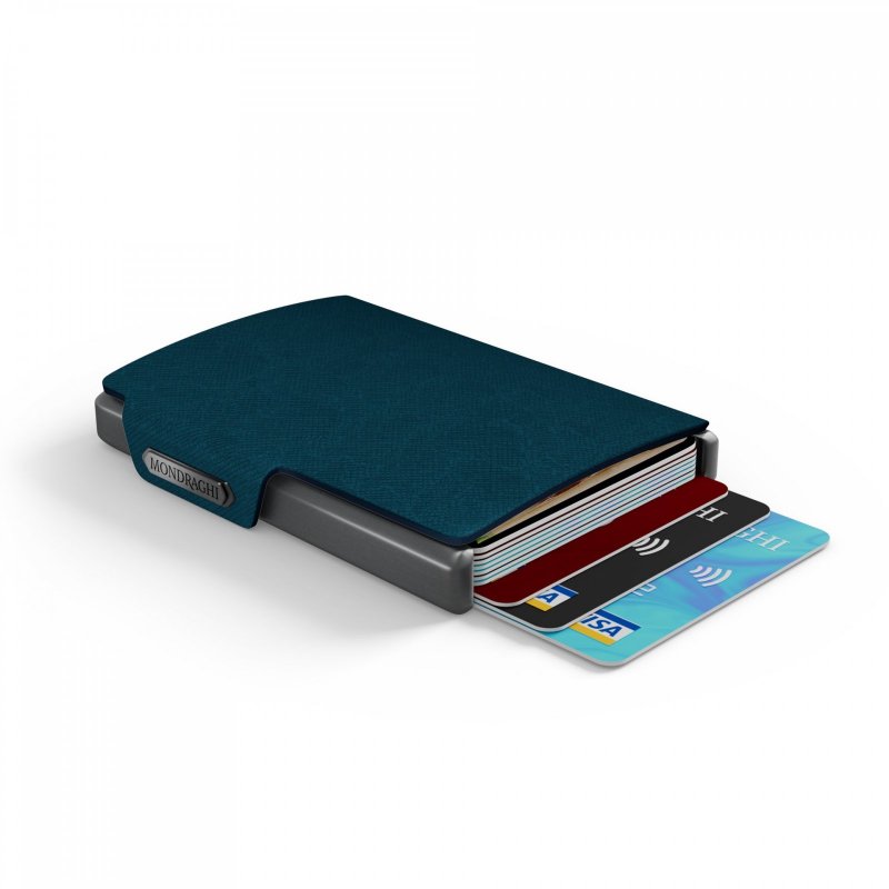 Levně Mondraghi Saffiano mini peněženka RFID kůže / hliník Blue