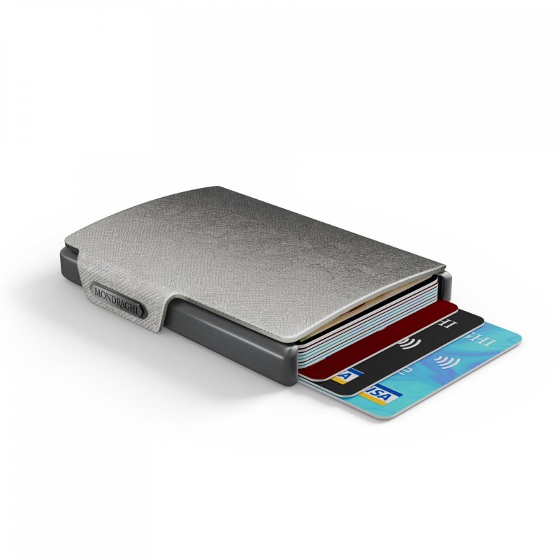 Mondraghi Saffiano mini peněženka RFID kůže / hliník Silver