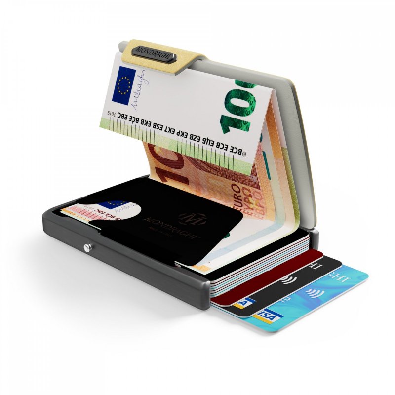 Mondraghi Saffiano mini peněženka RFID kůže / hliník Gold