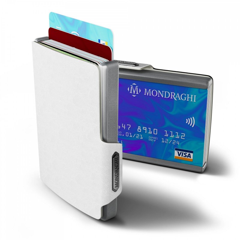 Mondraghi Saffiano mini peněženka RFID kůže / hliník White