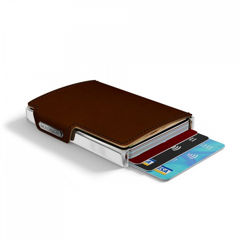 Mondraghi Elegance mini peněženka RFID kůže / hliník Brown