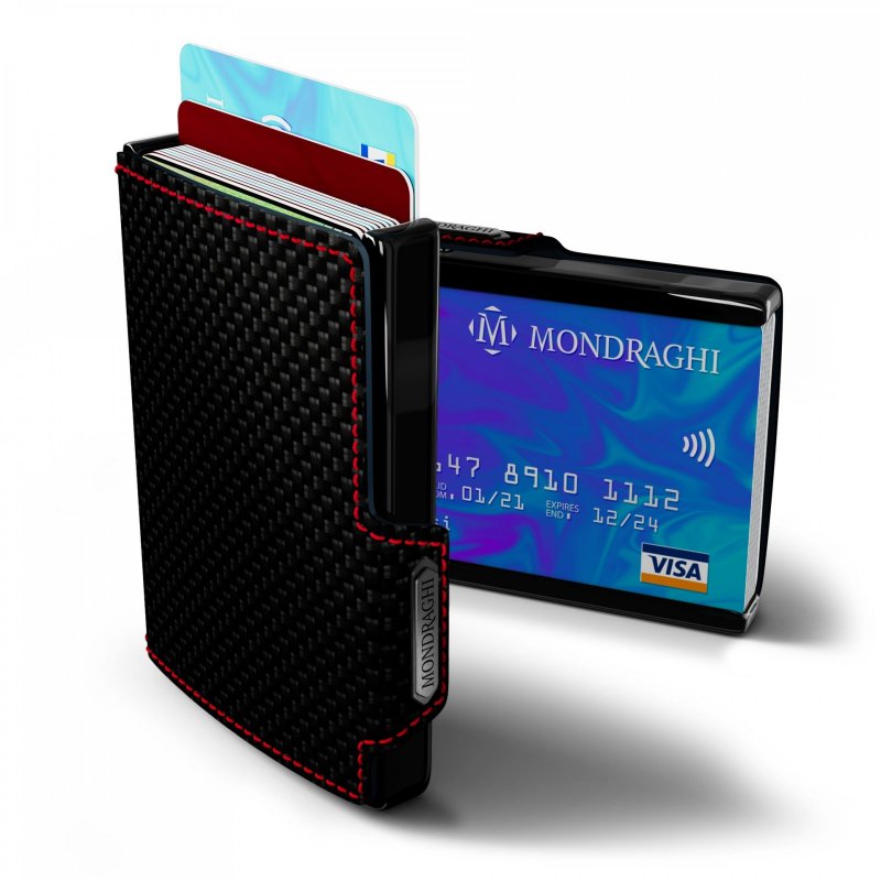 Mondraghi Racing mini peněženka RFID kůže / hliník Carbon