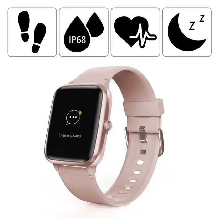 Hama Fit Watch 5910 chytré sportovní hodinky GPS IP68, růžové