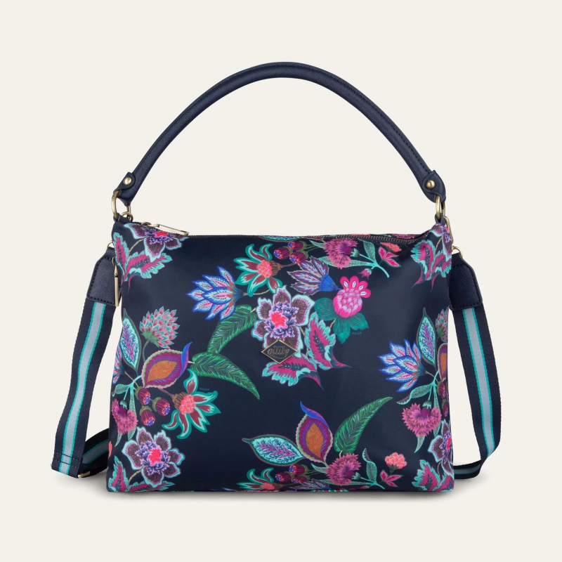 Oilily Sonate M Shoulder Bag květovaná kabelka 33 cm Blue Iris