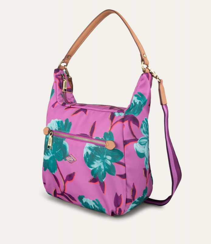 Oilily Peony M Shoulder Bag květovaná kabelka 27 cm Violet
