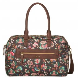 LiLiÓ Biba Carry All Chestnut květovaná kabelka s držákem na notebook 42x12x27 cm