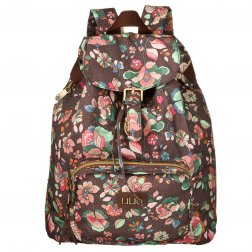 LiLiÓ Biba M Folding Classic Backpack Chestnut květovaný rozkládací batoh 8,6 l