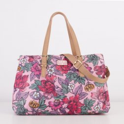 LiLiÓ Etch Flowers M Carry All středně velká kabelka 37x27x12 cm Cherry Rose