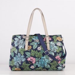 LiLiÓ Etch Flowers M Carry All středně velká kabelka 37x27x12 cm Preppy Navy