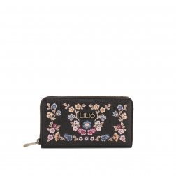 LiLiÓ Winter Poppy Special L Zip květovaná peněženka 19,5 cm Charcoal