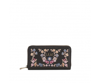 LiLiÓ Winter Poppy Special L Zip květovaná peněženka 19,5 cm Charcoal