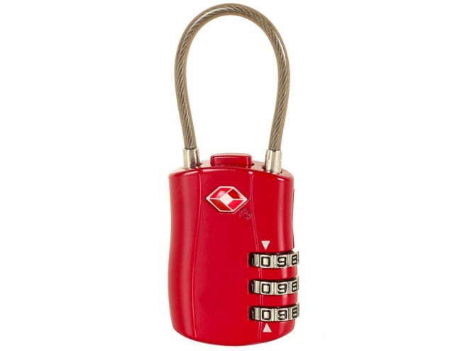 Bezpečnostní lankový TSA kódový zámek ROCK TA-0004 - červená 