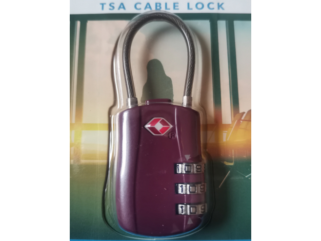 Bezpečnostní lankový TSA kódový zámek ROCK TA-0004 - burgundy 