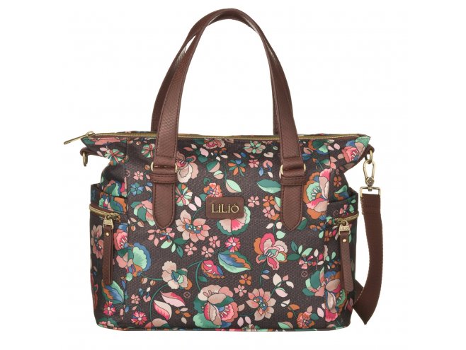 LiLiÓ Biba Handbag Chestnut středně velká květovaná kabelka 31x11x27 cm 