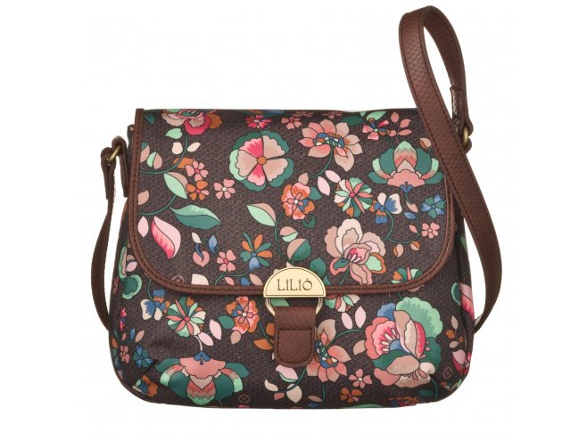 LiLiÓ Biba S Shoulder Bag Chestnut malá oblouková květovaná kabelka 24x7x19 cm 