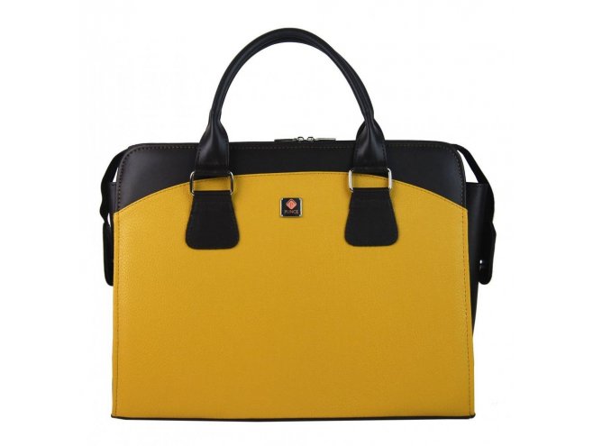 PUNCE LC-01 hořčicově žlutá dámská kabelka pro notebook do 15.6 palce 