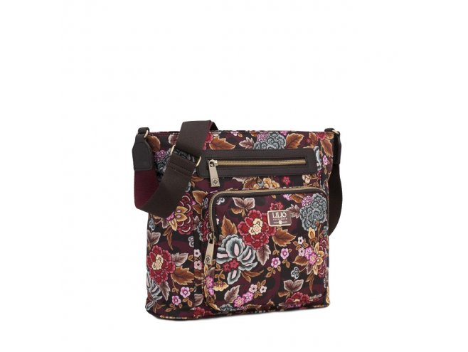LiLiÓ Winter Poppy M Shoulder Bag květovaná kabelka 29 cm Pecan
