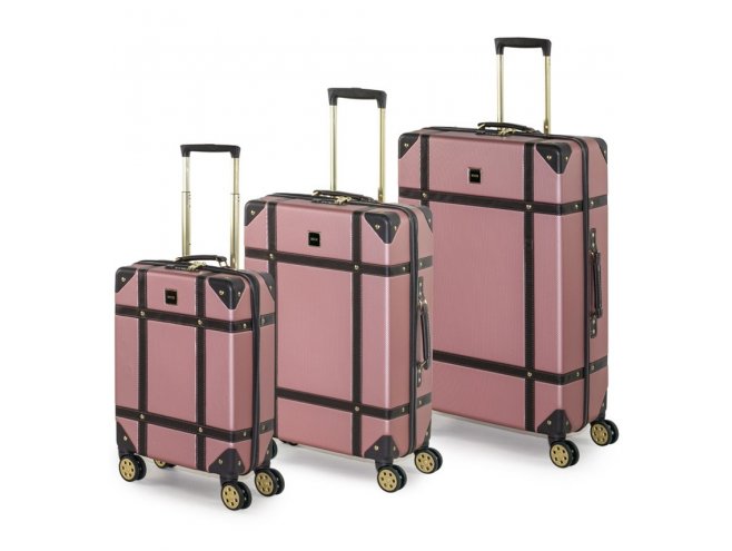 ROCK TR-0193 Vintage S/M/L sada 3 cestovních kufrů TSA 55/68/78 cm Pink 