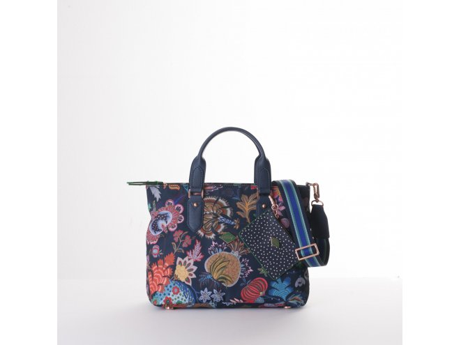 Oilily Amelie Sits Handbag květovaná kabelka 28 cm Black Iris 