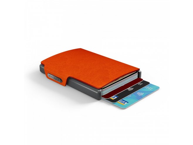Mondraghi Saffiano mini peněženka RFID kůže / hliník Orange 