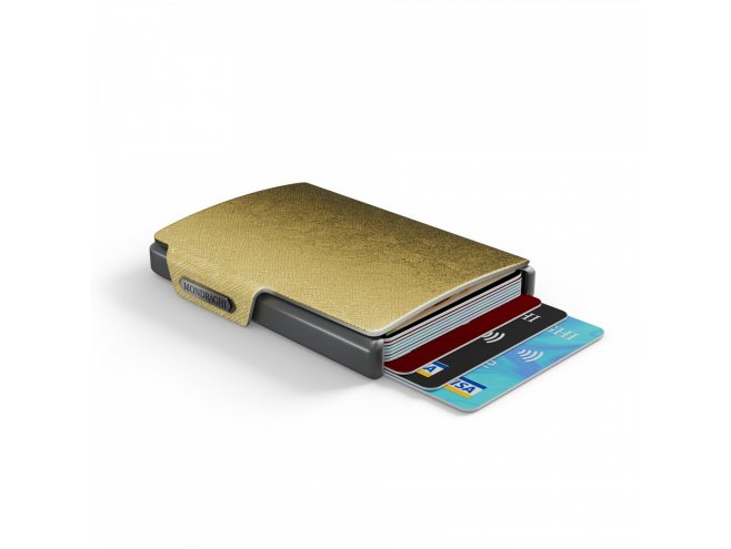 Mondraghi Saffiano mini peněženka RFID kůže / hliník Gold 
