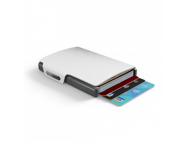 Mondraghi Saffiano mini peněženka RFID kůže / hliník White 
