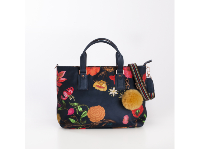 Oilily Winter Bouquet Handbag květovaná kabelka 28 cm Navy Night 